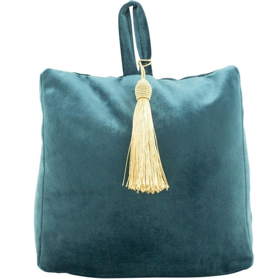 Mars & More Deurstopper - Fluweel - Petrol Blauw - 18 Cm