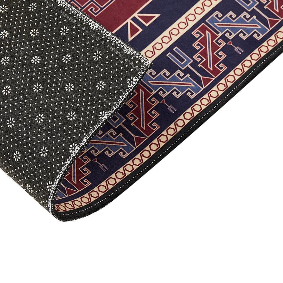 KANGAL - Loper Tapijt - Blauw/Rood - 60 X 200 Cm - Polyester