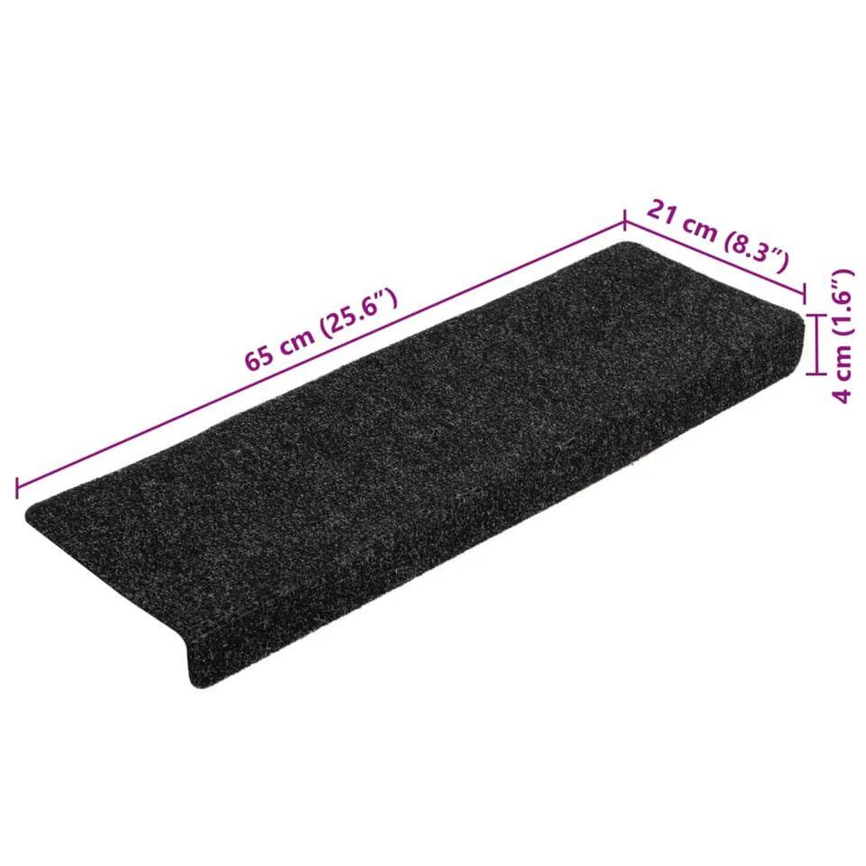 VidaXL - Tapijt Traptrede - Zwart - Polypropyleen - 5 Stuks