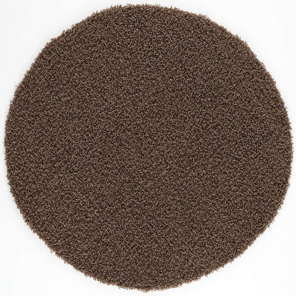 Loca Shaggy Rond Vloerkleed Bruin Hoogpolig - 150 CM ROND