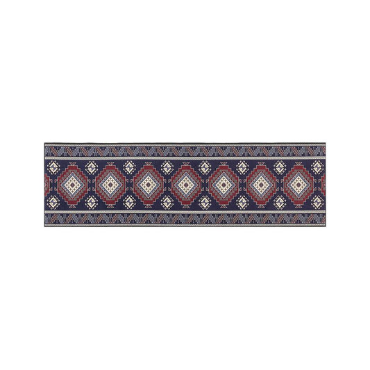  KANGAL - Loper Tapijt - Blauw/Rood - 60 X 200 Cm - Polyester