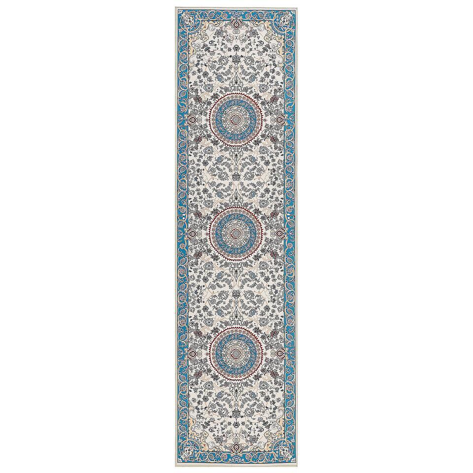  GORDES - Loper Tapijt - Beige/Blauw - 80 X 300 Cm - Polyester