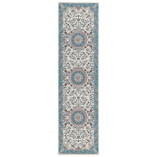  GORDES - Loper Tapijt - Beige/Blauw - 80 X 300 Cm - Polyester