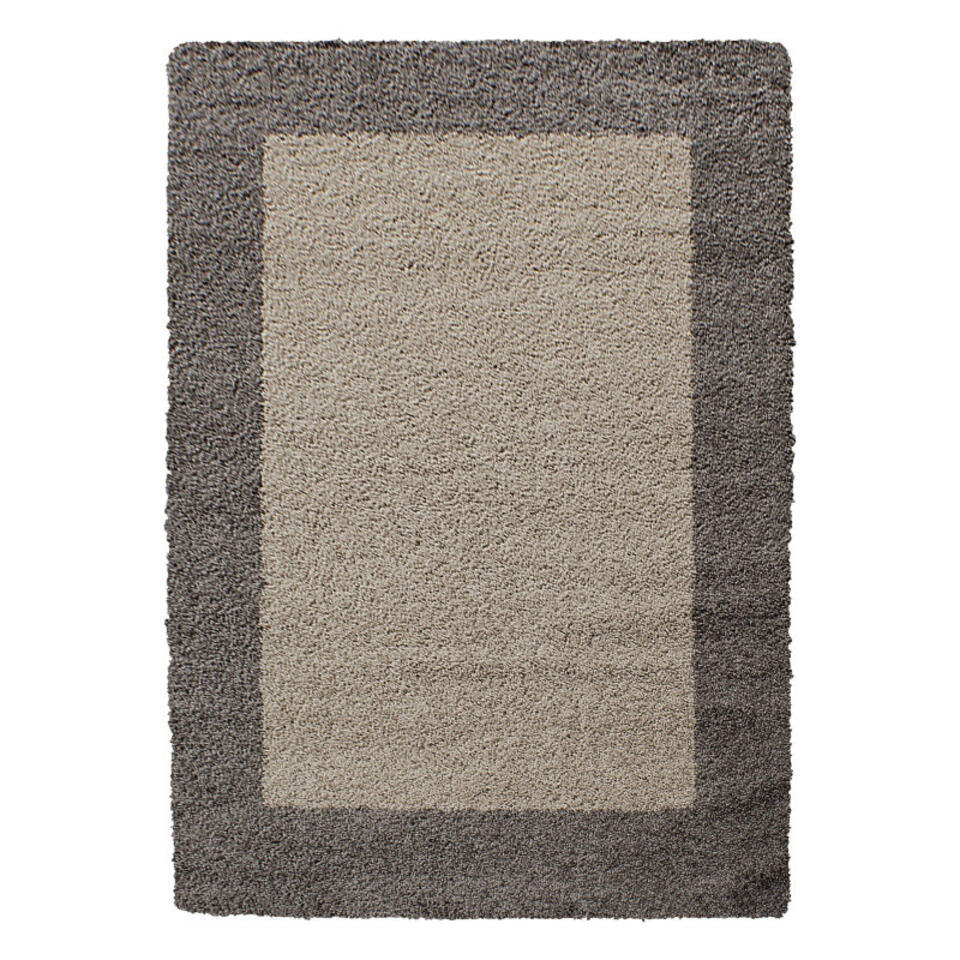  Basic Shaggy Kader Vloerkleed Taupe Hoogpolig - 160x230 CM