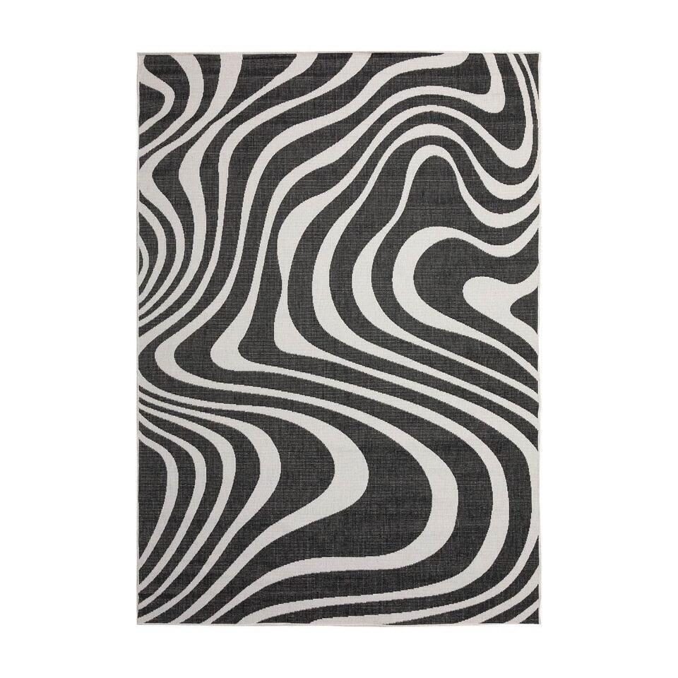  Interieur05 Buitenkleed Swirl Zwart - 340 X 240 Cm