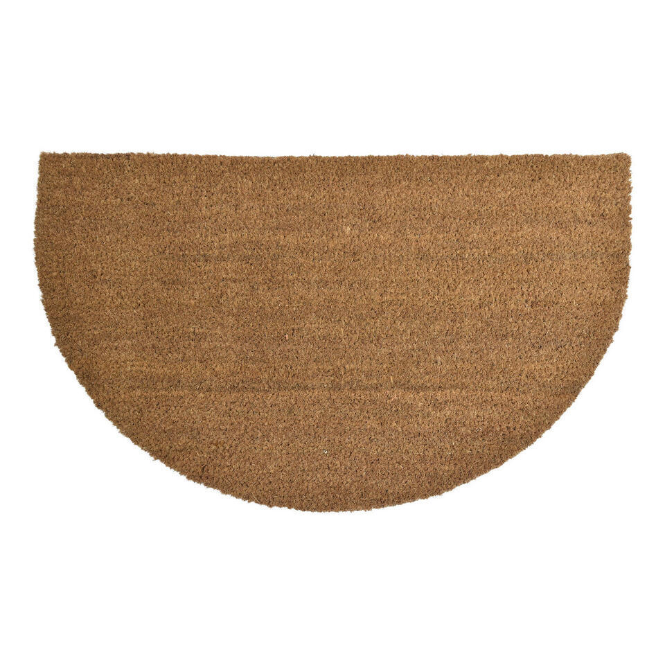 Merkloos Luance Deurmat - Half-rond - Kokos - Naturel - 45 X 75 Cm