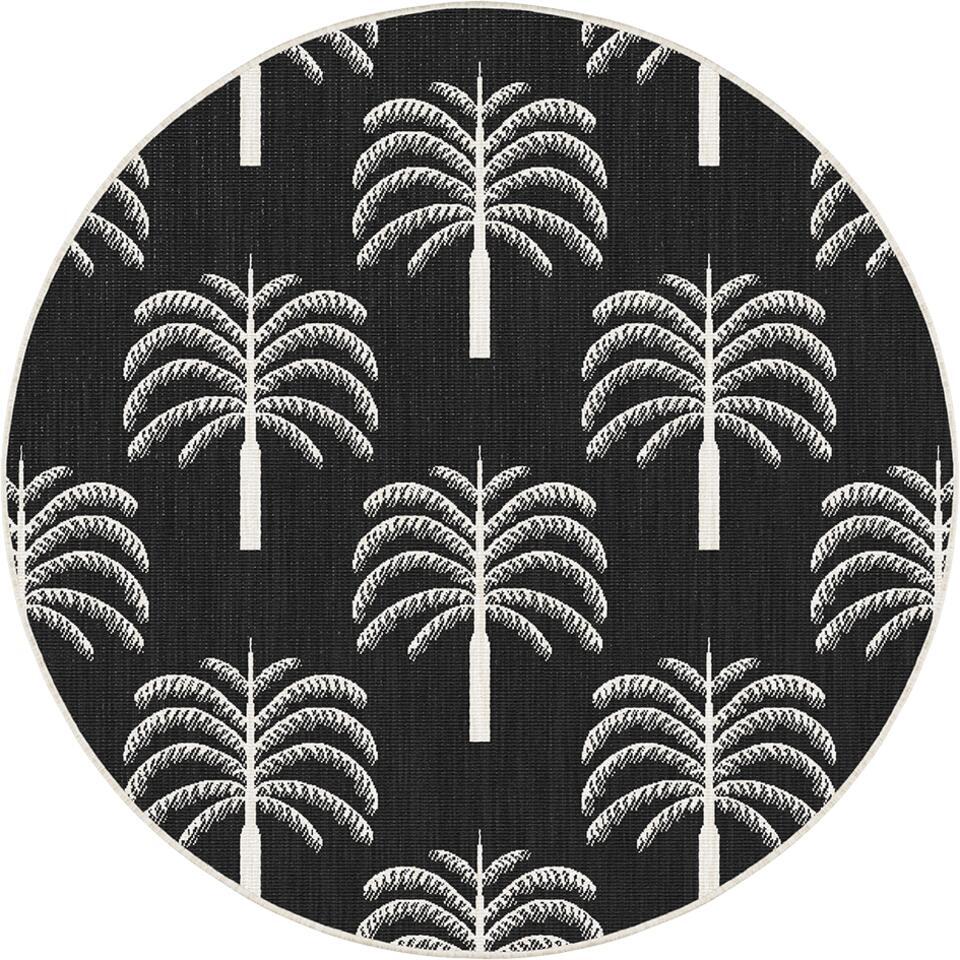  Interieur05 Rond Buitenkleed Zwart/wit Oase - 240 X 240 Cm
