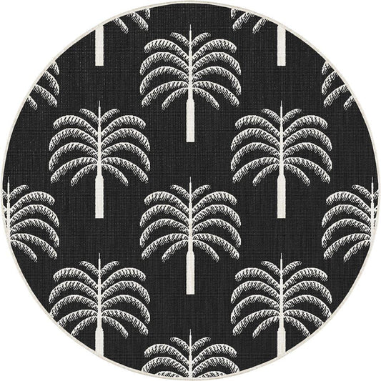  Interieur05 Rond Buitenkleed Zwart/wit Oase - 240 X 240 Cm