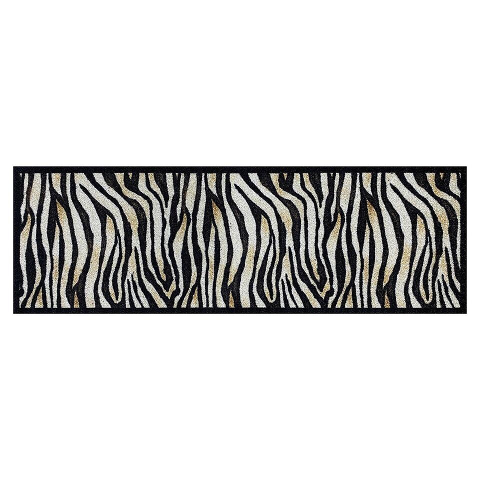  Deurmat Zebra Antraciet/beige - 50x150 Cm