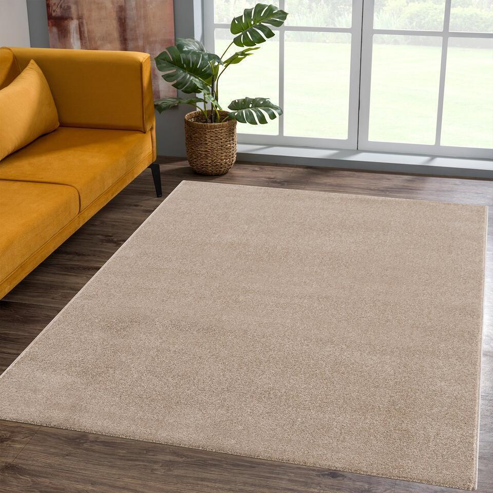  Uni Effen Laagpolig Vloerkleed Modern Beige - 240x340 CM