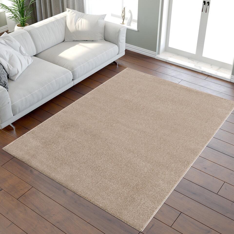  Uni Effen Laagpolig Vloerkleed Modern Beige - 240x340 CM