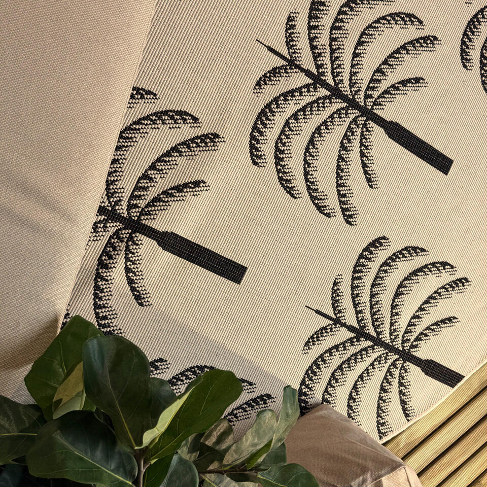  Interieur05 Rond Buitenkleed Zwart/wit Oase - 240 X 240 Cm