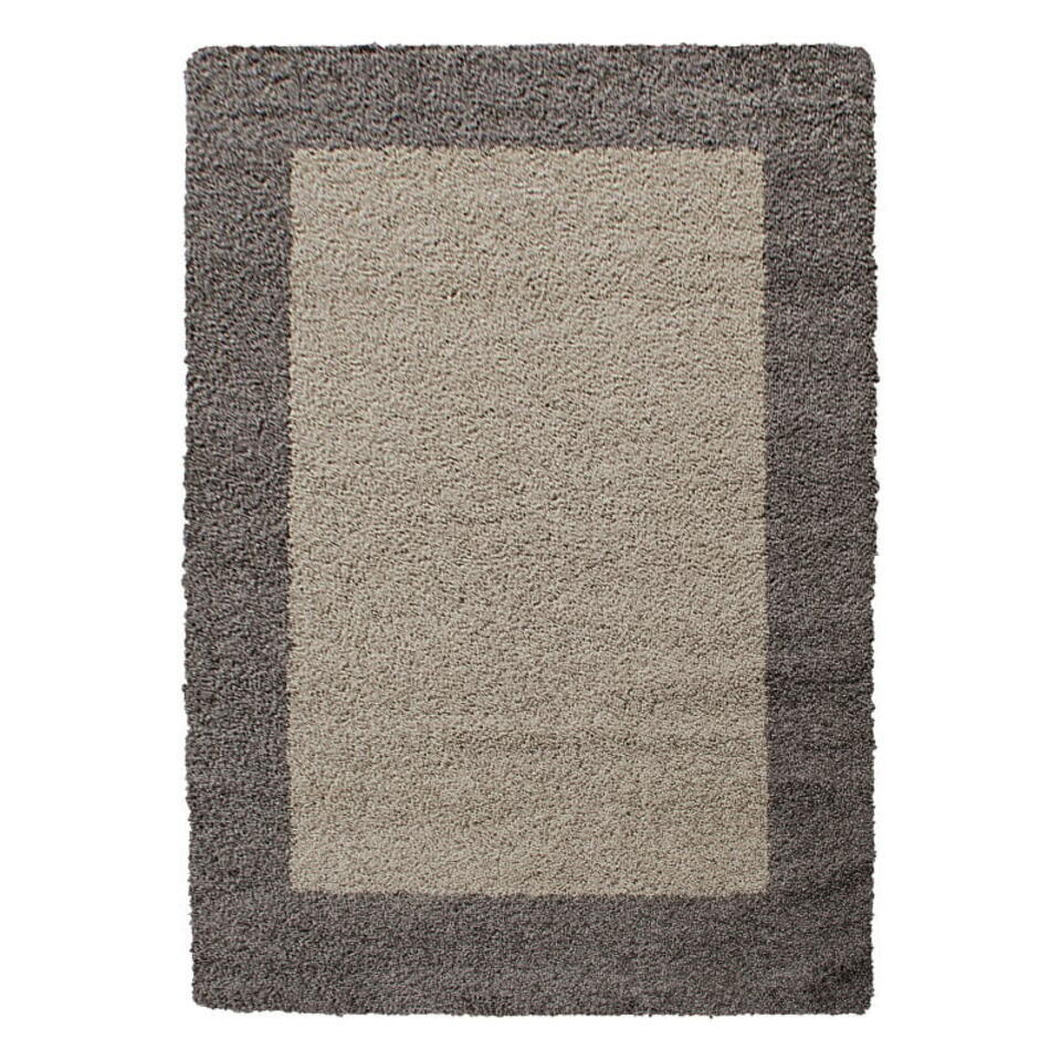  Basic Shaggy Kader Vloerkleed Taupe Hoogpolig - 160x230 CM