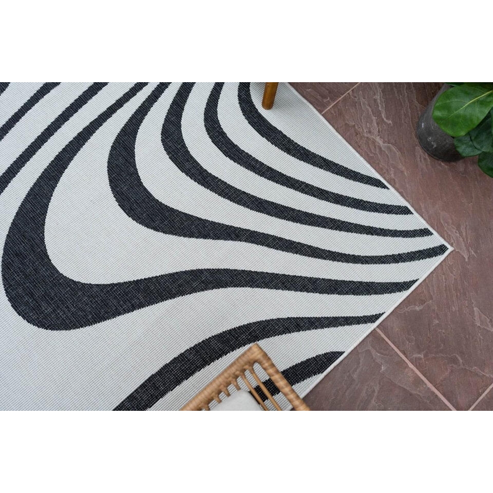  Interieur05 Buitenkleed Swirl Zwart - 340 X 240 Cm