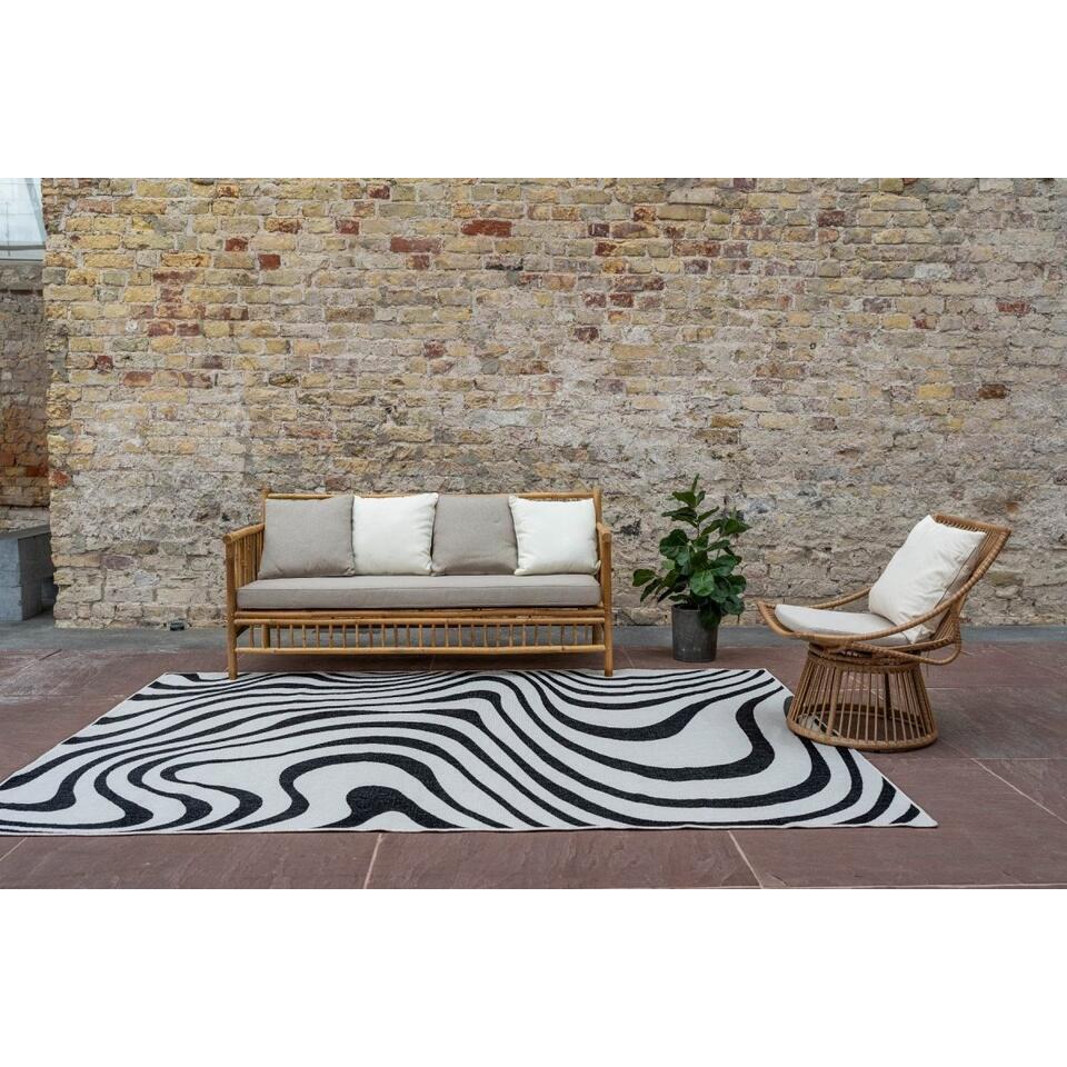  Interieur05 Buitenkleed Swirl Zwart - 340 X 240 Cm