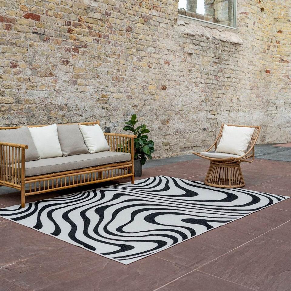  Interieur05 Buitenkleed Swirl Zwart - 340 X 240 Cm