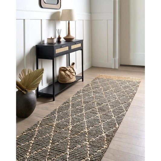  TELLIKAYA - Loper Vloerkleed - Grijs - 80 X 300 Cm - Jute