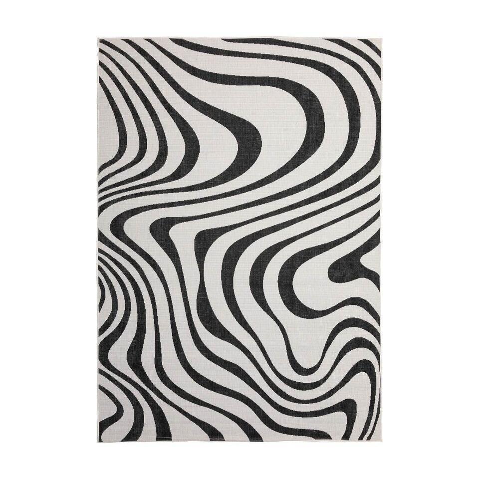  Interieur05 Buitenkleed Swirl Zwart - 340 X 240 Cm