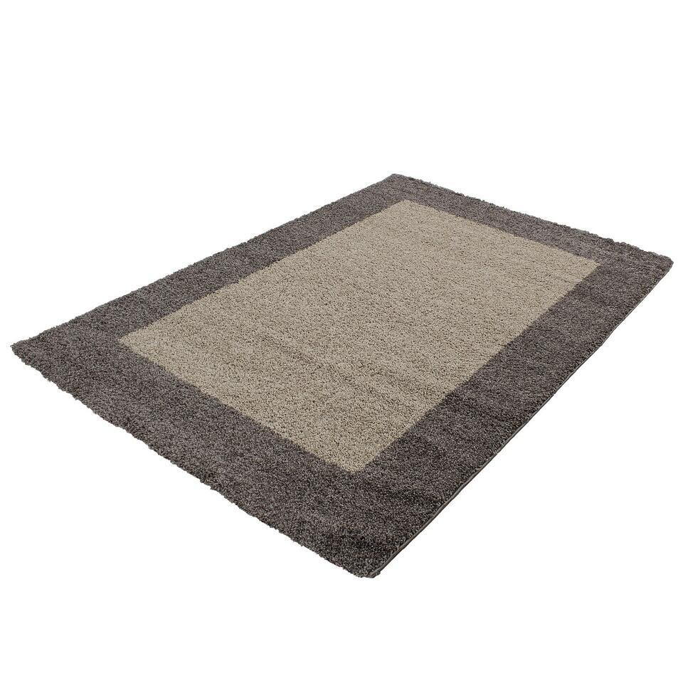  Basic Shaggy Kader Vloerkleed Taupe Hoogpolig - 160x230 CM
