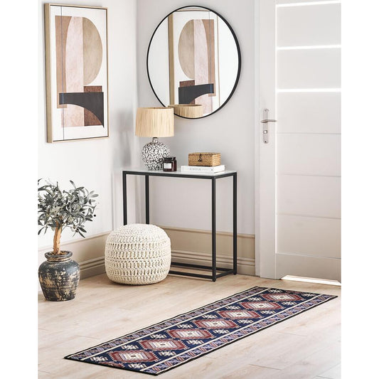  KANGAL - Loper Tapijt - Blauw/Rood - 60 X 200 Cm - Polyester