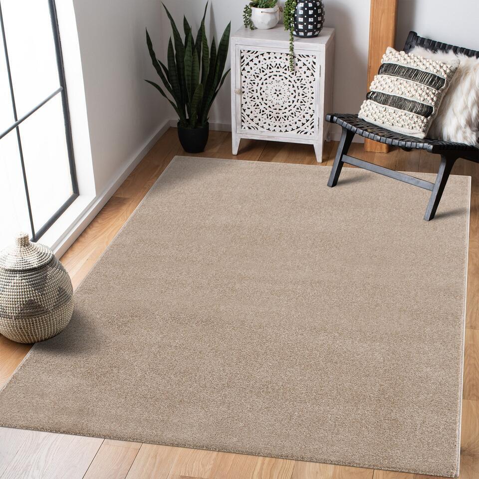  Uni Effen Laagpolig Vloerkleed Modern Beige - 240x340 CM