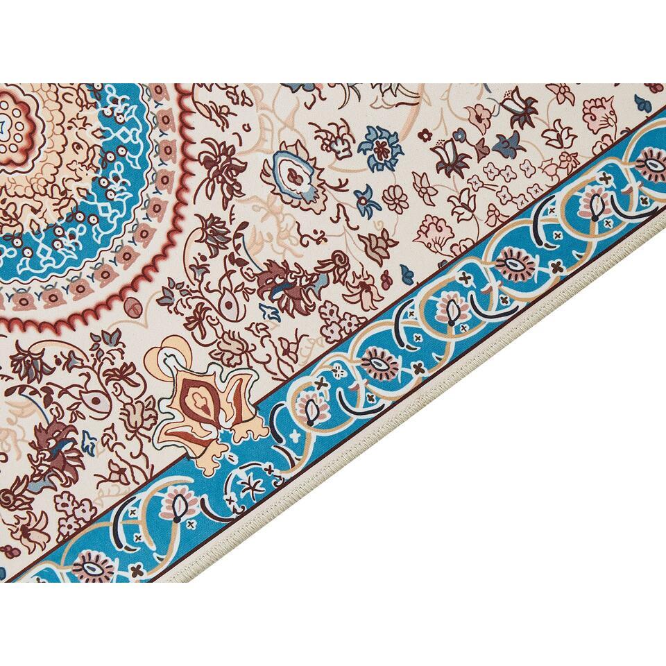  GORDES - Loper Tapijt - Beige/Blauw - 80 X 300 Cm - Polyester