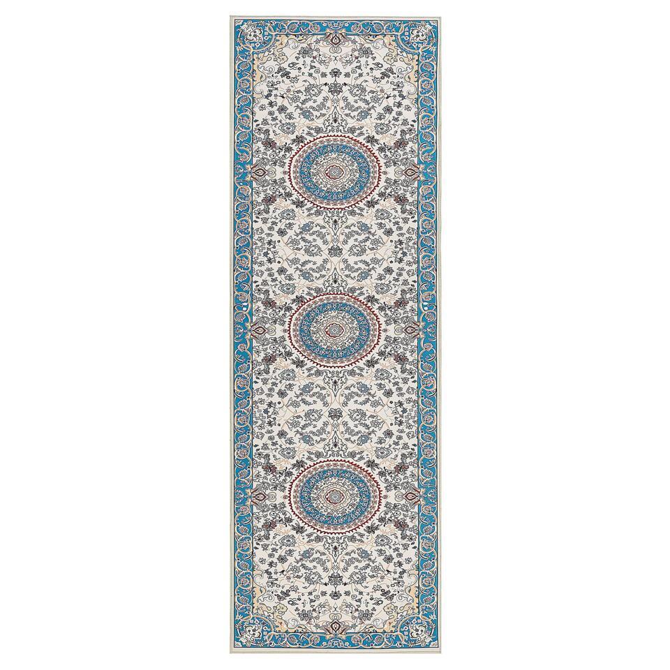  GORDES - Loper Tapijt - Beige/Blauw - 80 X 240 Cm - Polyester