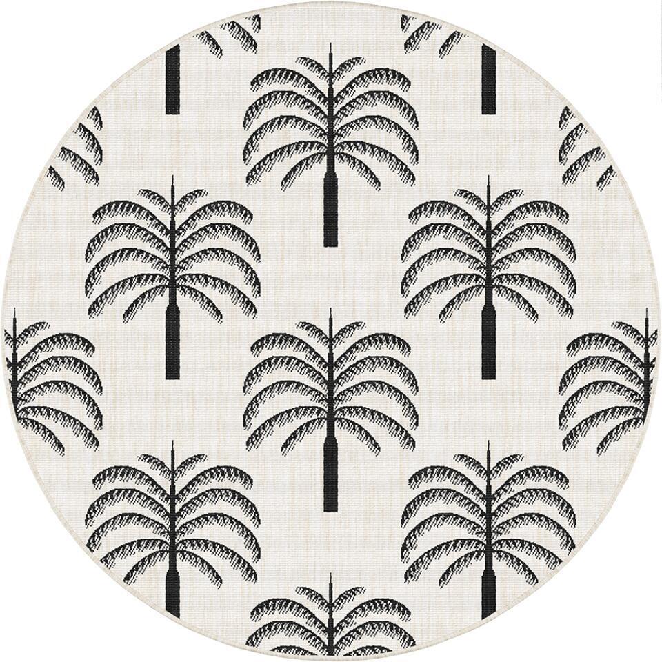  Interieur05 Rond Buitenkleed Zwart/wit Oase - 240 X 240 Cm