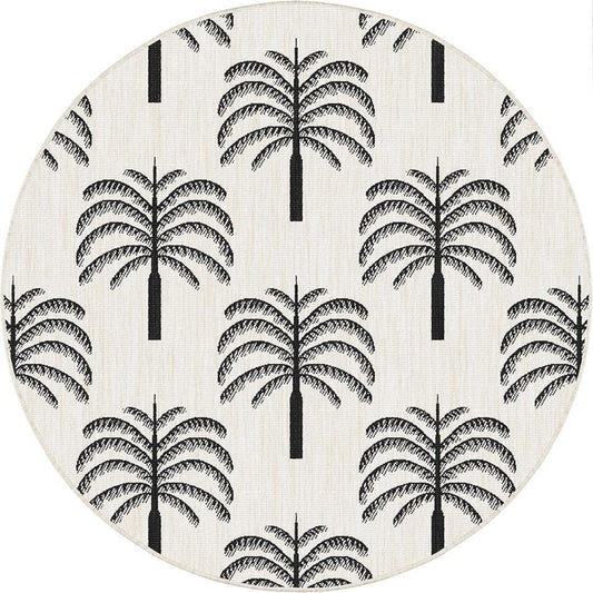  Interieur05 Rond Buitenkleed Zwart/wit Oase - 240 X 240 Cm