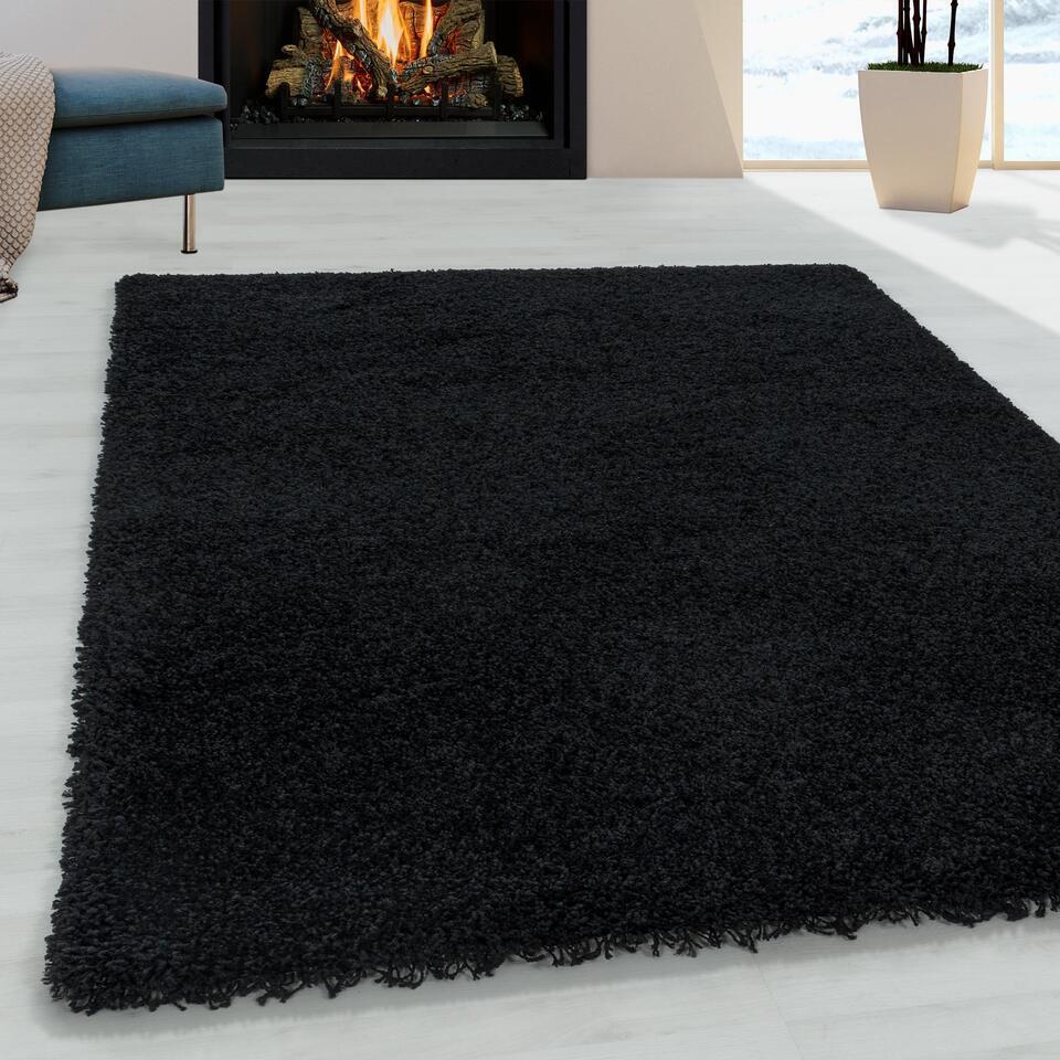  Monaco Soft Shaggy Hoogpolig Vloerkleed Black - 200x290 CM