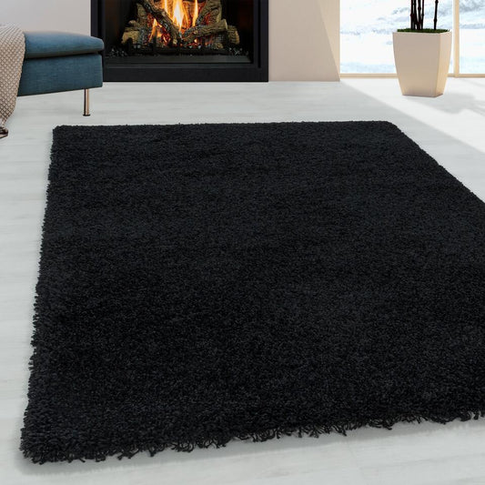  Monaco Soft Shaggy Hoogpolig Vloerkleed Black - 200x290 CM